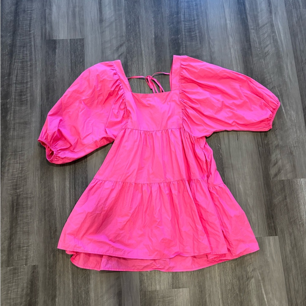 a new day Fuchsia Dress with Puff Sleeves